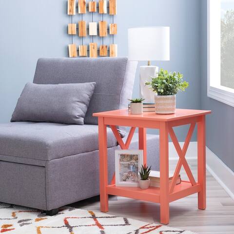 Porch & Den Ripplewood Black X-Base End Table