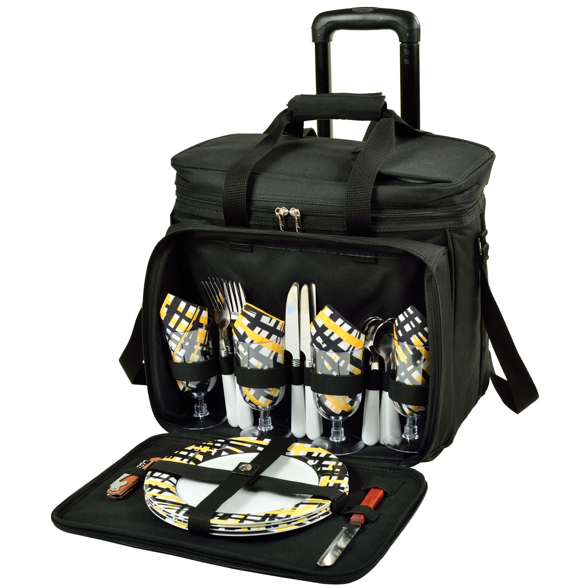 Picnic at Ascot Equipped Cooler Bag for 4 on Wheels