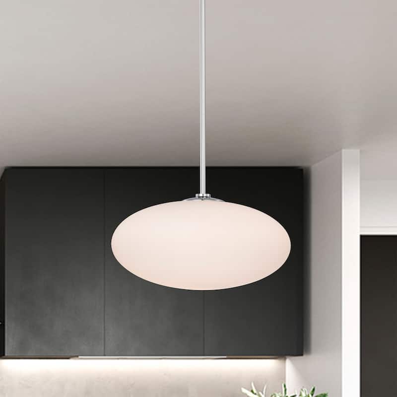 Livia Chrome Pendant Light with Glass Oval Frosted Shade