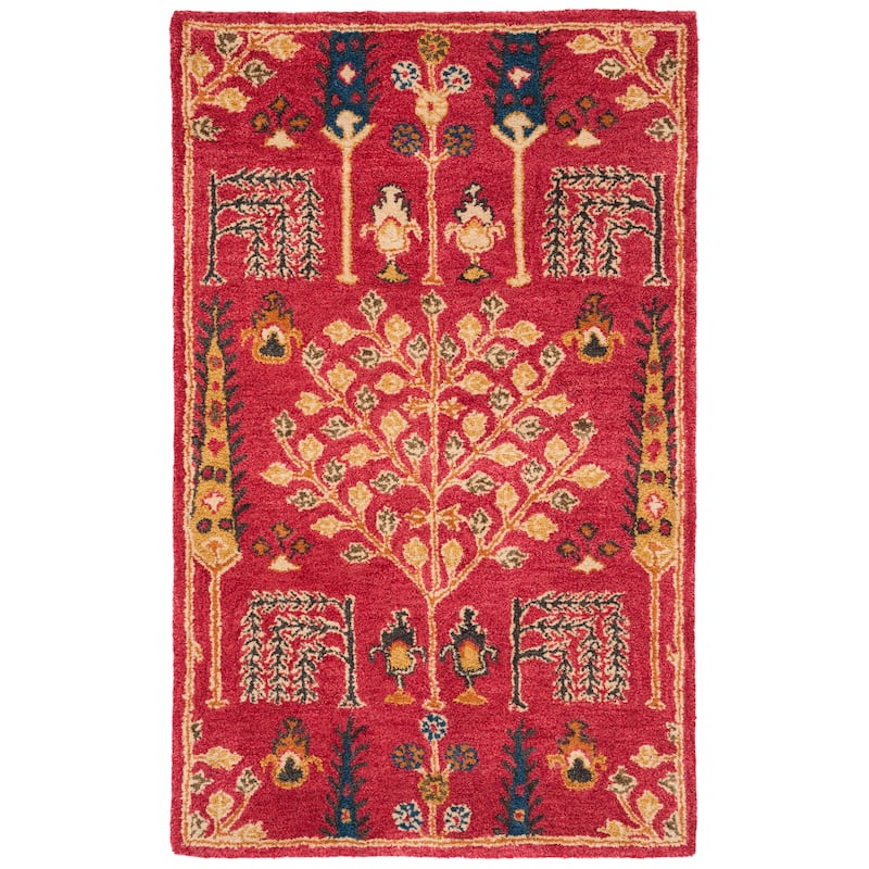 SAFAVIEH Handmade Heritage Picture Block Floral Traditional Oriental Wool Rug