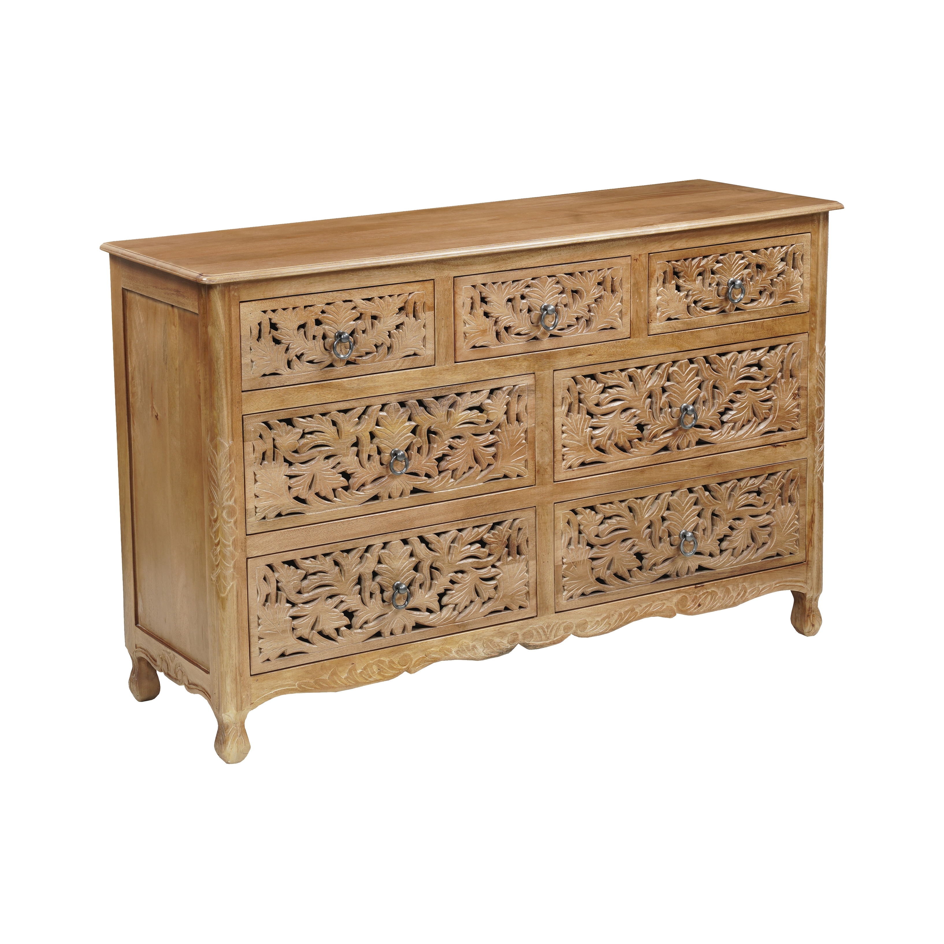 Florence Solid Mango Wood 7-Drawer Dresser Bedroom Storage Assembled