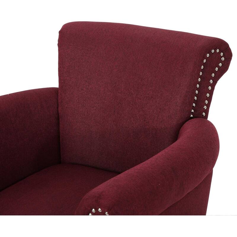 Roomfitters Tufted Nailhead Trim Club Chair, Modern Upholstered Accent Armchair for Living Room, Burgundy