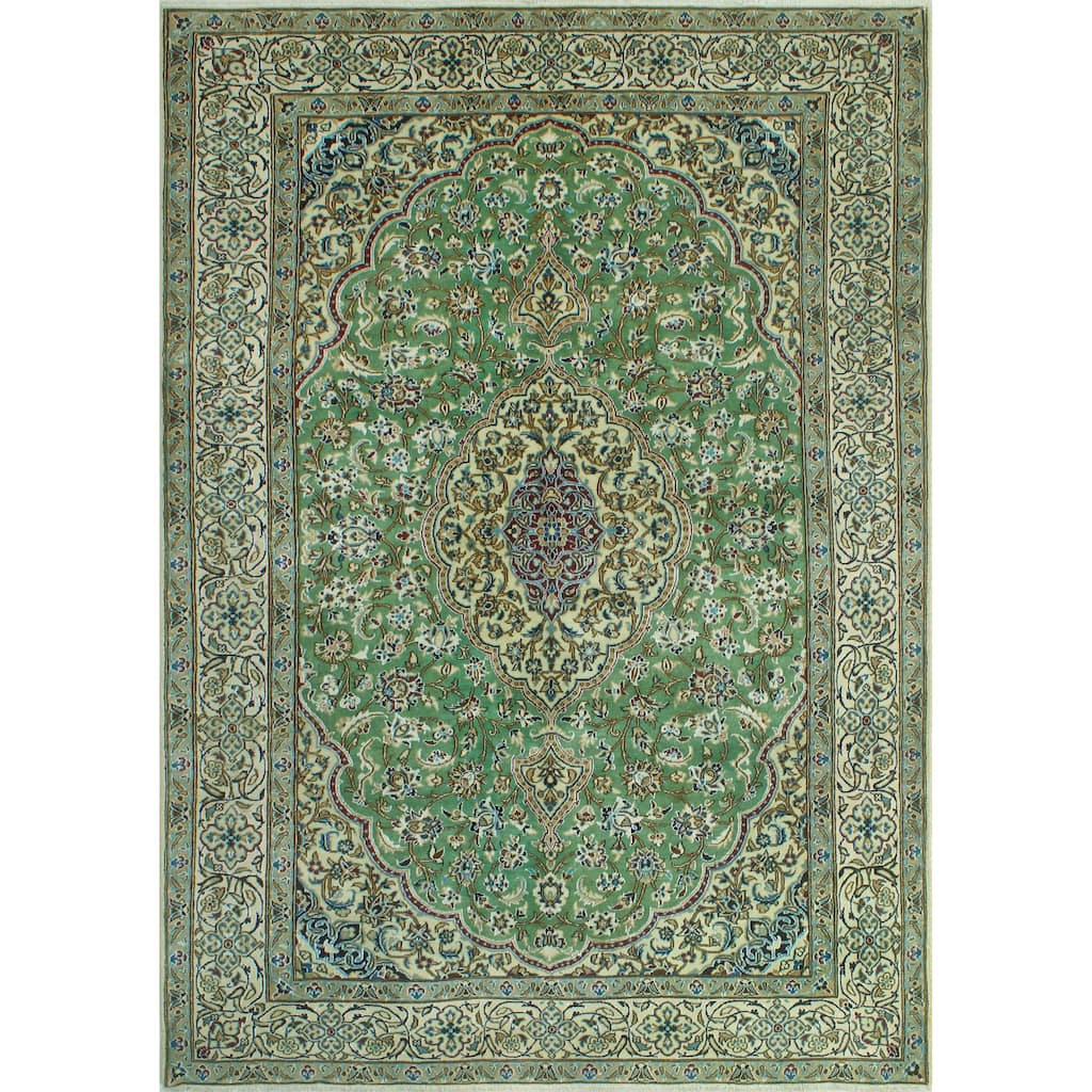 Noori Rug Fine Vintage Distressed Karma Lt. Green/Beige Rug - 6'2" x 9'5"