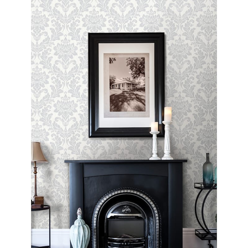 Damask Wells Blue Damask Wallpaper