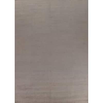 Hand Knotted Oriental 100% Wool Carpet Modern Solid Brown Gabbeh Area Rug - 13' 0'' X 10' 3''