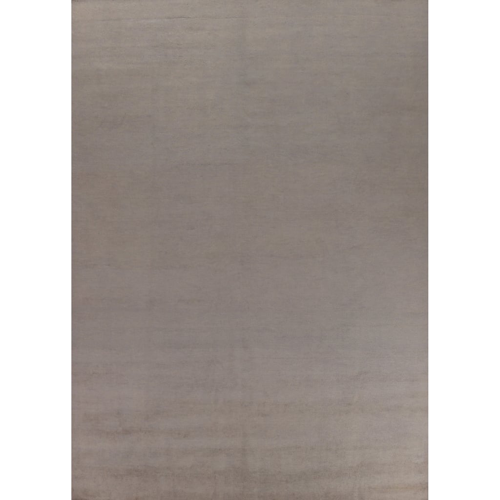 Hand Knotted Oriental 100% Wool Carpet Modern Solid Brown Gabbeh Area Rug - 13' 0'' X 10' 3''