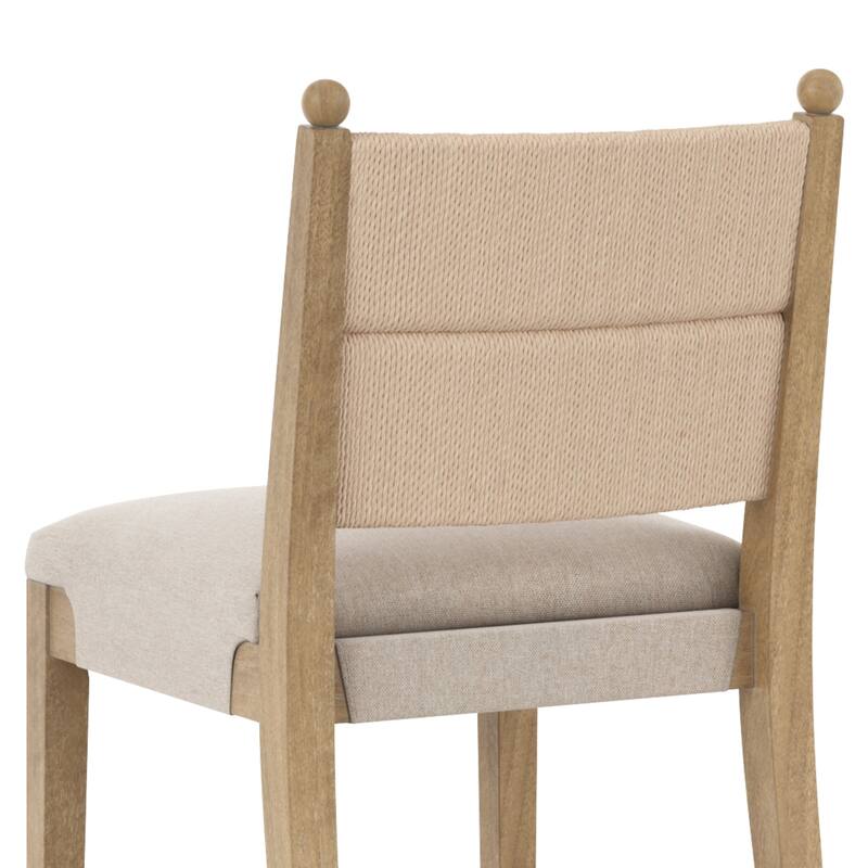 Cove Seagrass Counter Stool, Upholstered Bar Stool with Seagrass Backrest and Flax Upholstered Seat