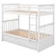 preview thumbnail 10 of 12, Minimalist Style Twin over Twin Bunk Bed with 2 Drawers and Fence-shaped Guardrail, Convertible Beds, Versatile Usage, White