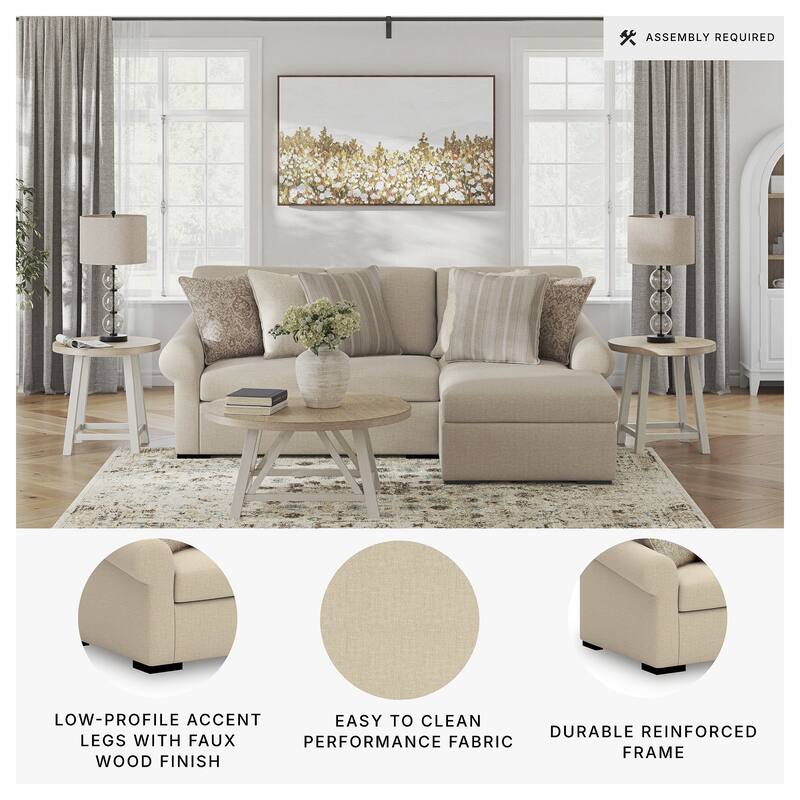 Signature Design by Ashley LadyMae Beige 2-Piece Sectional with Chaise - 102" W x 69" D x 40" H
