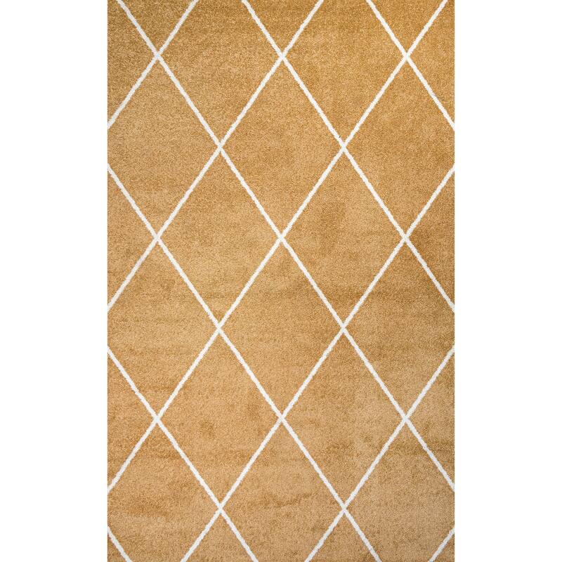 JONATHAN Y Viscon Minimalist Diamond Trellis Area Rug - 5 X 8 - Gold/White