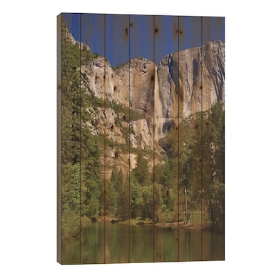 Usa, California, Yosemite National Park. Yosemite Falls And Merced River Landscape. Print On Wood by Jaynes Gallery