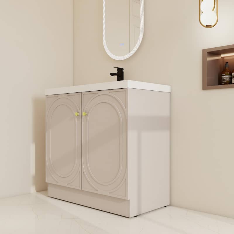 BNK 24/30/36 inch Freestanding Single Sink Bathroom Vanity with Soft Close Door and Adjustable Shelf