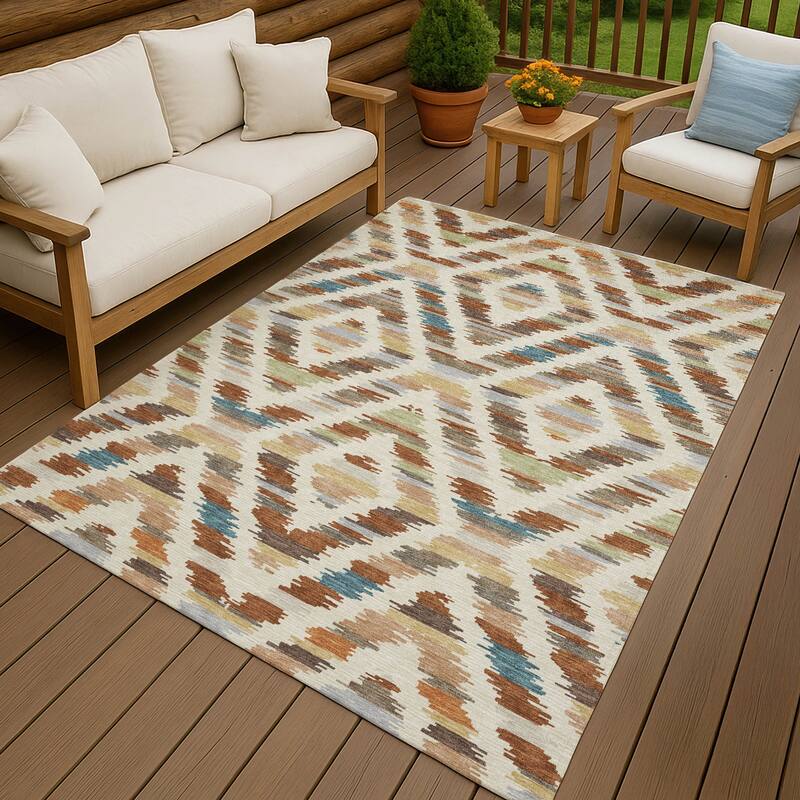 Machine Washable Indoor/ Outdoor Global Diamdon Chantille Rug - Paprika - 9' x 12'
