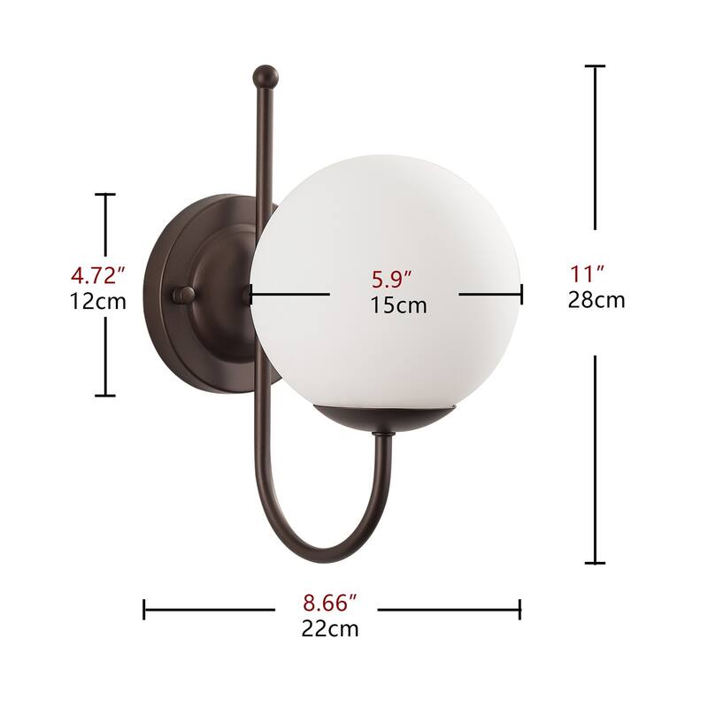 Modern Oil Rubbed Bronze Wall Sconce with Milk White Globe Glass