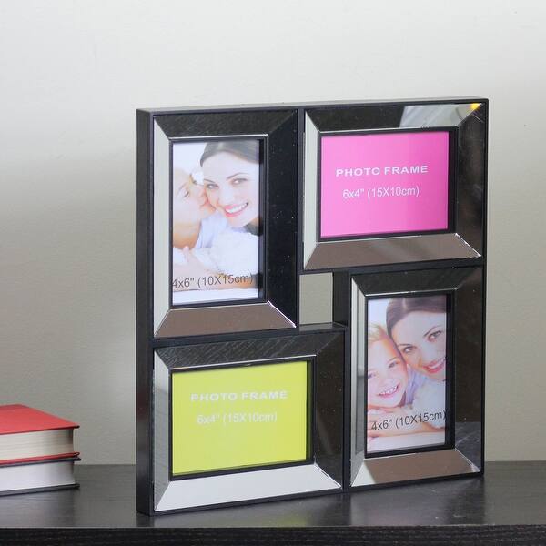 Shop 14 5 Black Mirrored Collage Picture Frame For Dual Size Photos Other Frame Size Overstock 16541110