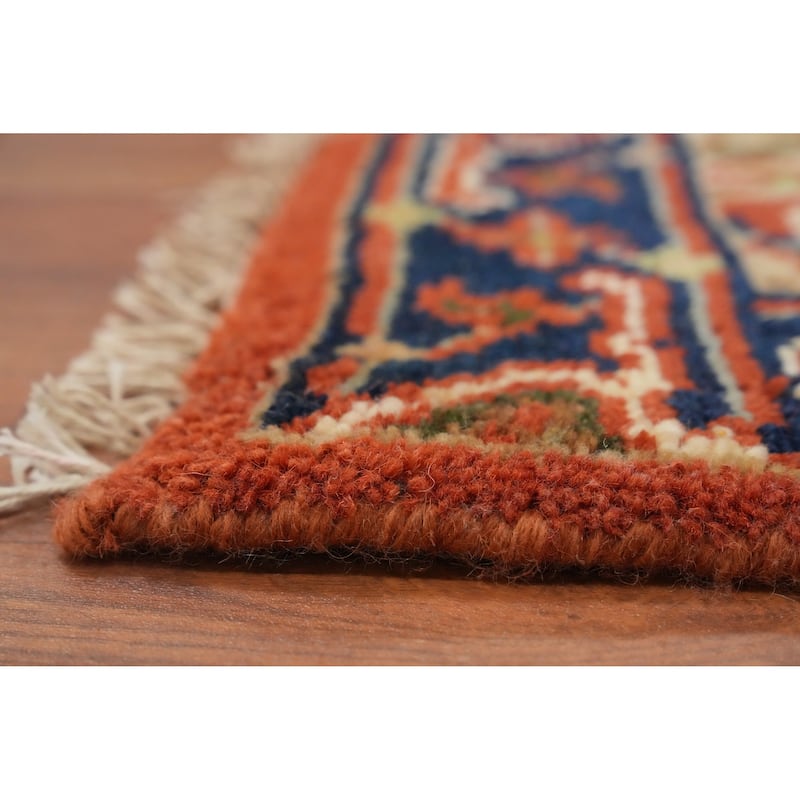 Hand Knotted Oriental 100% Wool Carpet Traditional Medallion Oranges & Rust Heriz (serapi) Area Rug - 3' 0'' X 2' 0''