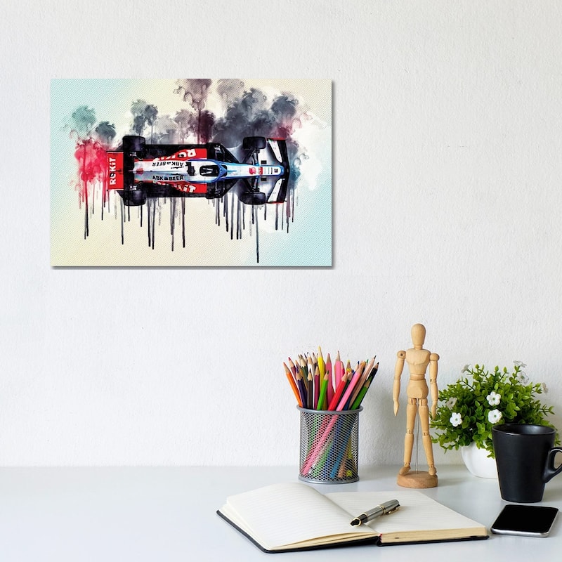 iCanvas "Williams Fw43 Minimalism Top View 2020 F1 Cars Formula 1" by Sissy Angelastro Canvas Print - 8x12x0.75