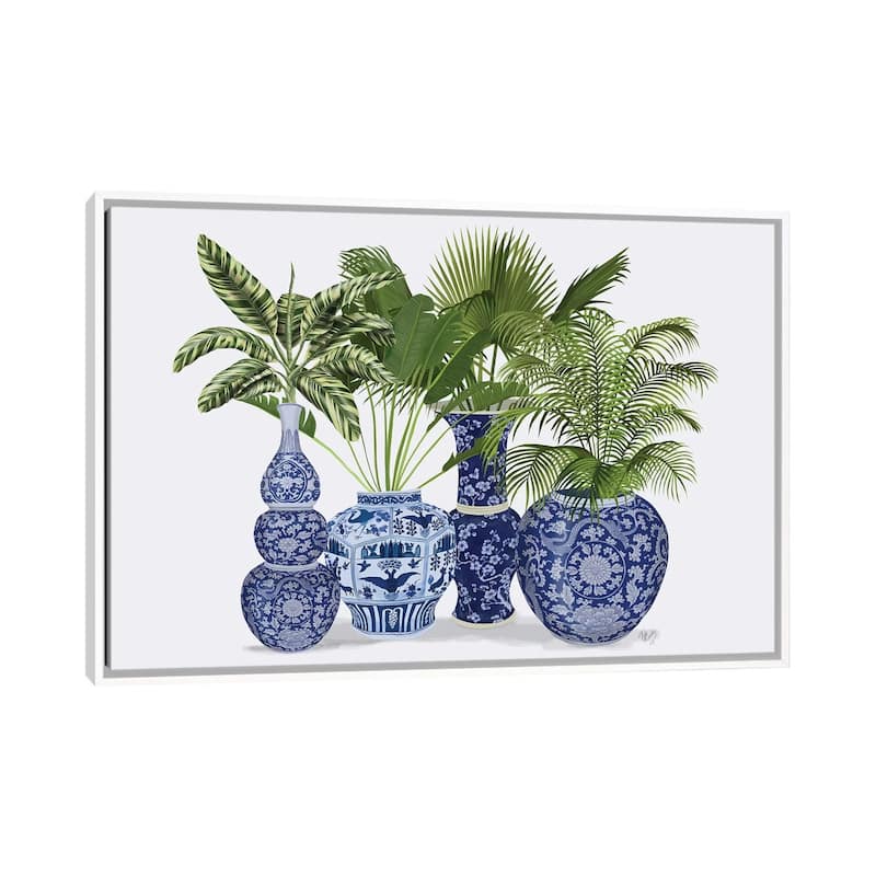 iCanvas "Chinoiserie Vase Group 1" by Fab Funky Framed Canvas Print - White - 18x26