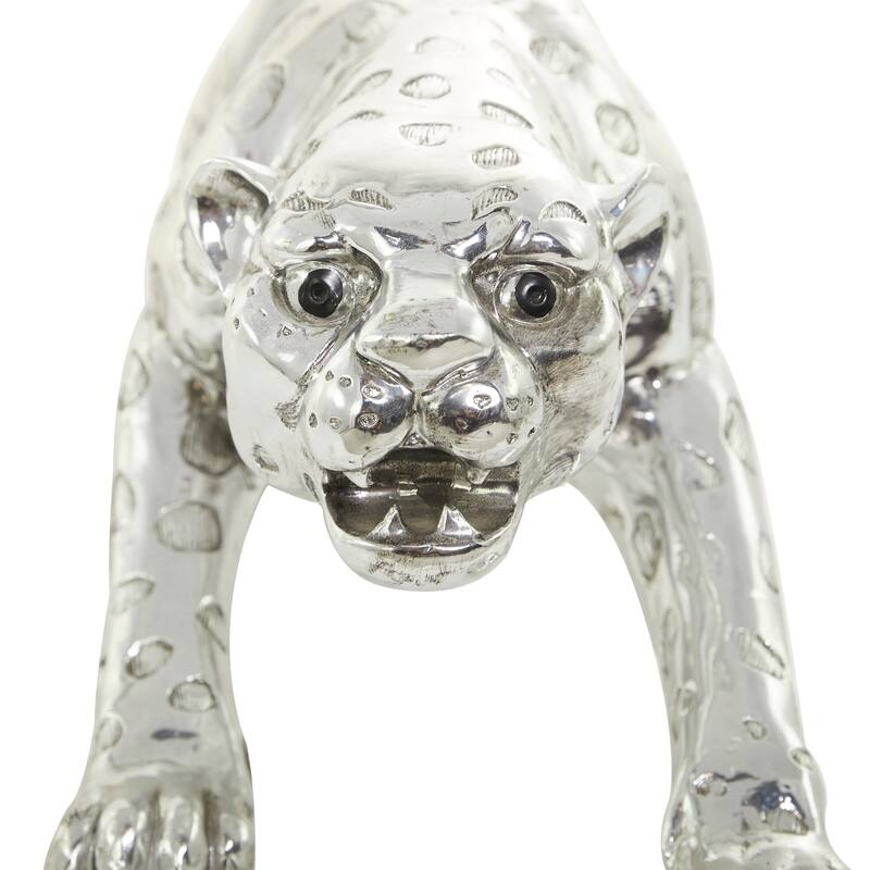 Stylish Polystone Leopard Sculpture - Silver or Gold
