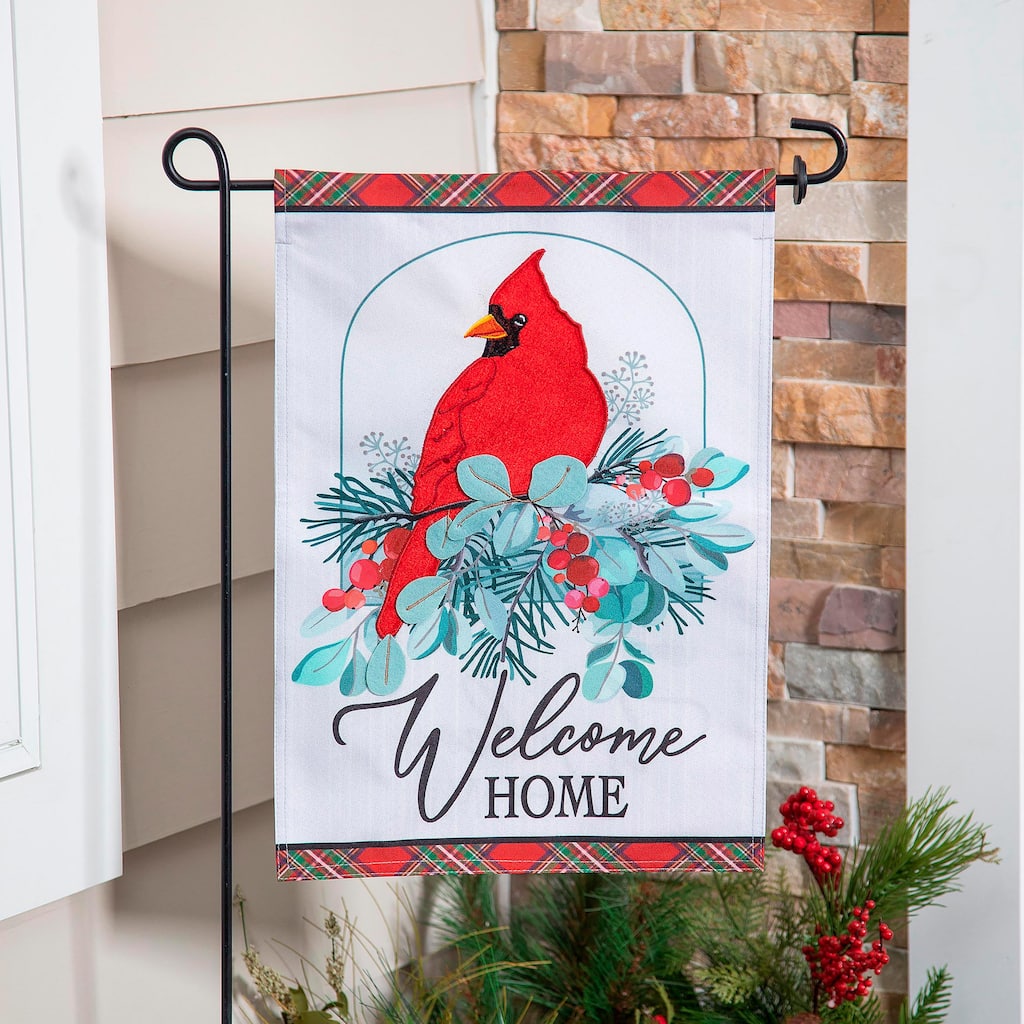 12.5 in. x 18 in. Winter Welcome Moire Garden Flag