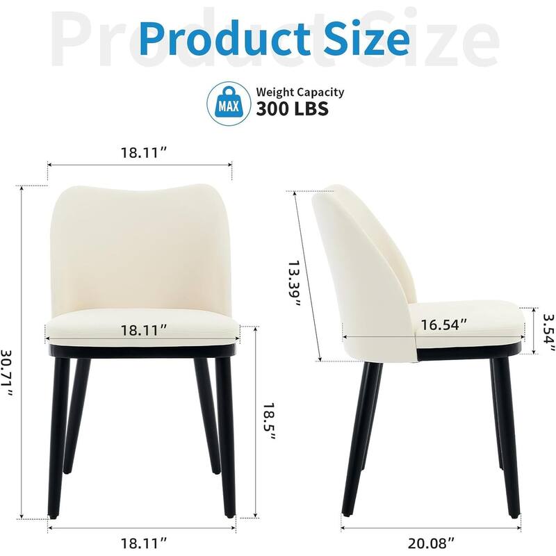 Set of 2 Upholstered Fabric Dining Room Dining Chairs