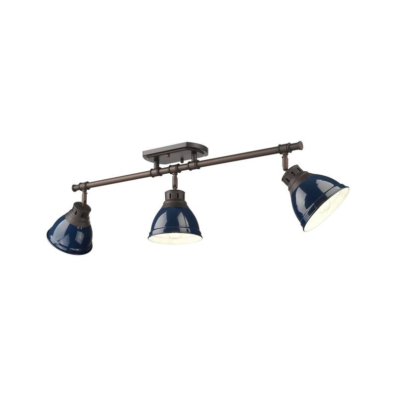 Yep by Golden Lighting Duncan 3-light Semi-Flush Mount in Rubbed Bronze and Navy Blue shade - Rubbed Bronze - 3-Light Semi-flush