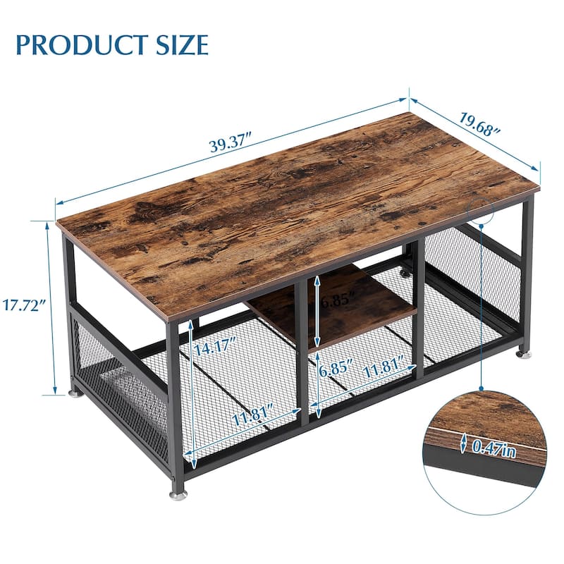 Taomika Coffee Table, TV Cabinet, Wood and Metal Industrial Cocktail Table, TV Stand