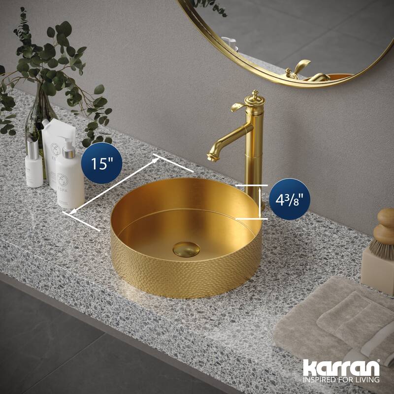 Karran USA CCV100 Cinox 15" Circular Stainless Steel Vessel Bathroom