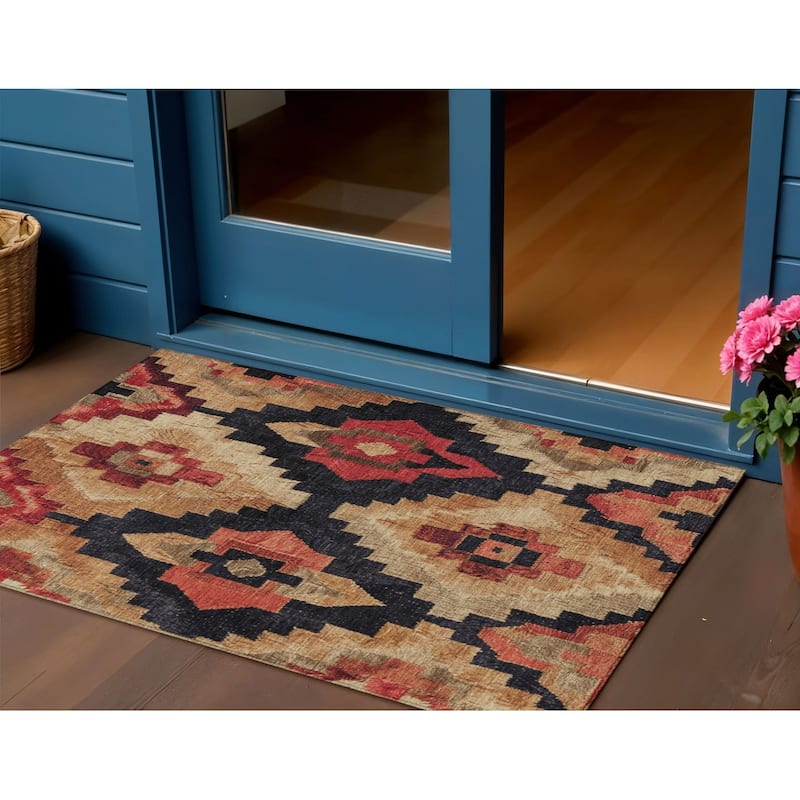HomeRoots Aztec Transitional Rectangle Outdoor Rug - 3' x 5'