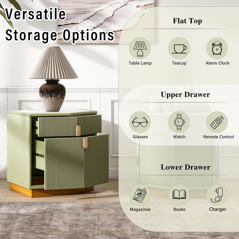 Christopher Knight Home - Silvio Nightstand with Manufactured Wood and Prism Silhouette