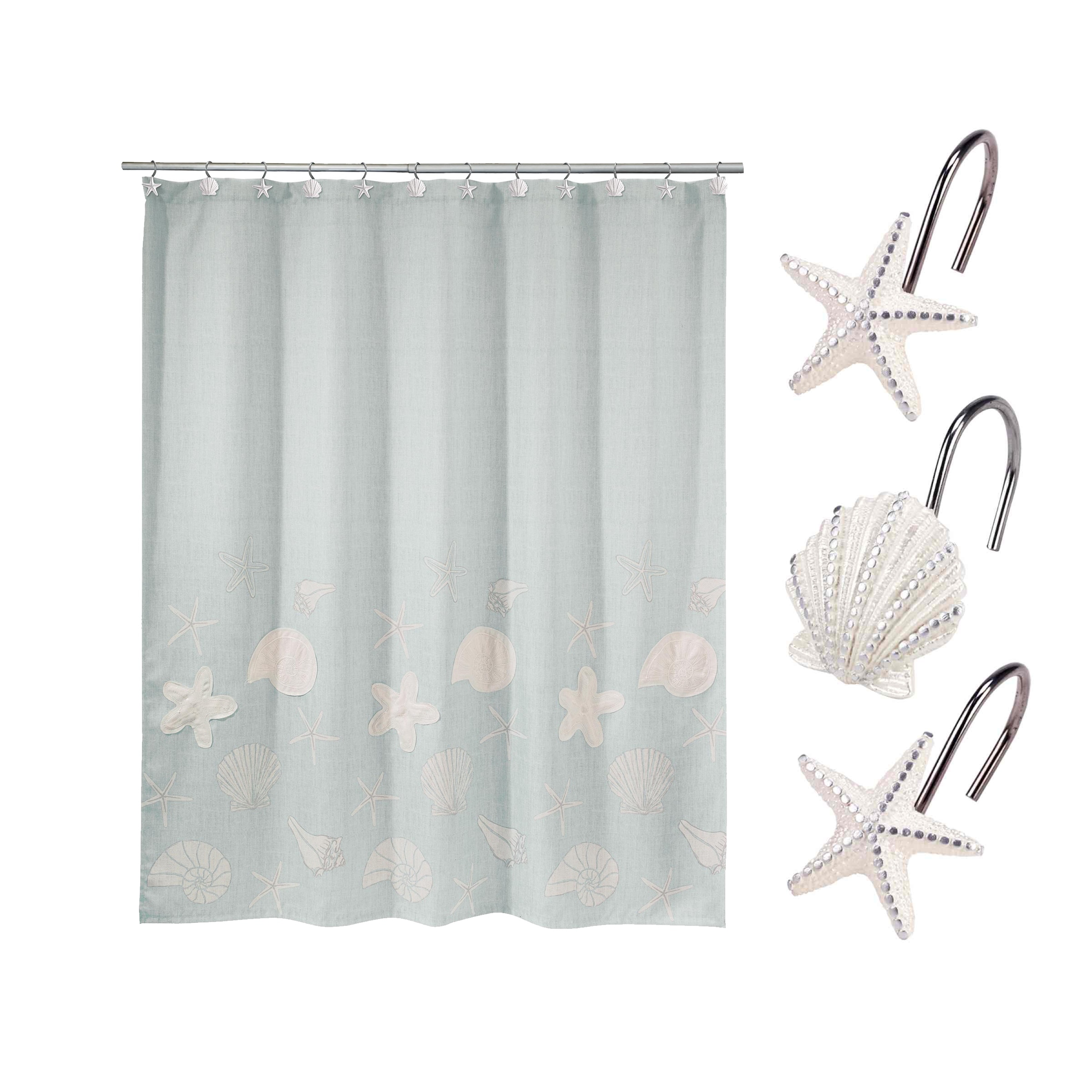 Avanti Sequin Shells 13-Piece Shower Curtain & Hook Set