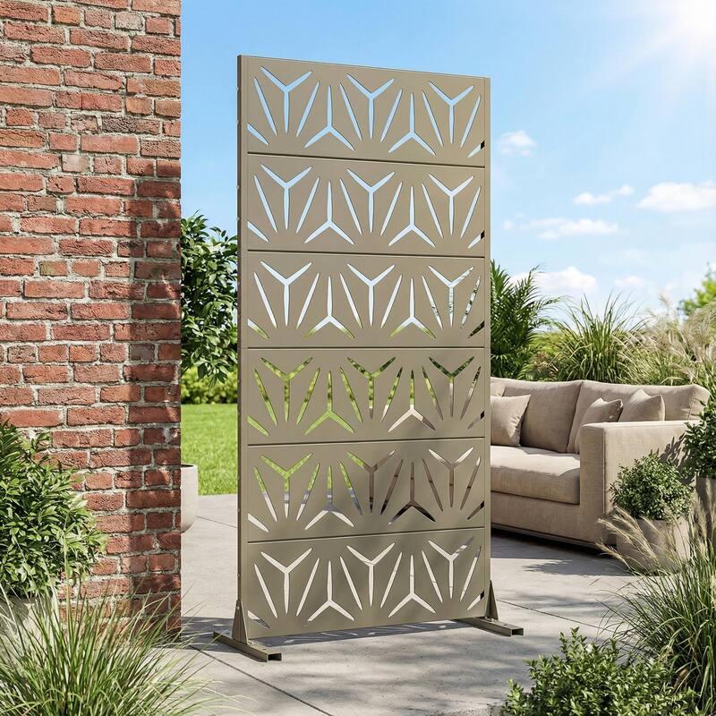 72" H×47"W Dovelina Black Outdoor Freestanding Metal Privacy Screen Decorative Garden Fence