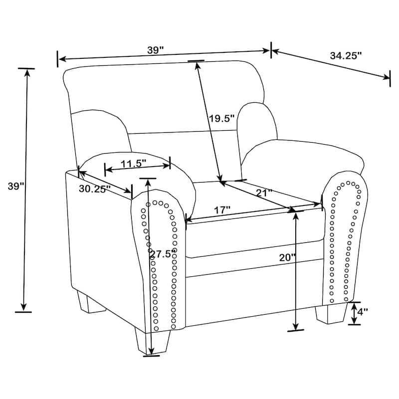 Clementine Upholstered Padded Arm Accent Chair