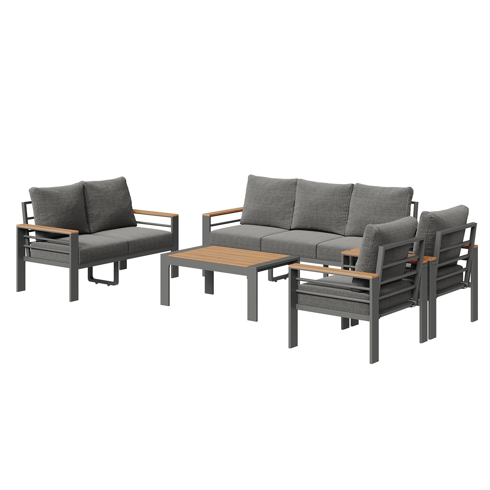 AOXUN Aluminum Outdoor Patio Conversation Set Dark Grey