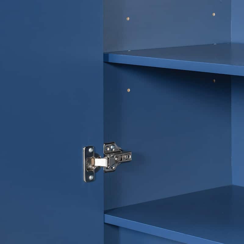 69" Kitchen Pantry Buffet with Hutch, Foldable Workstation & Power Outlet