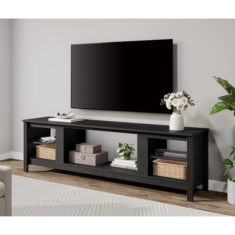 WAMPAT 70 Inch TV Stand for 75 Inch TV, Classic TV Console Table Entertainment Media Stand , Black