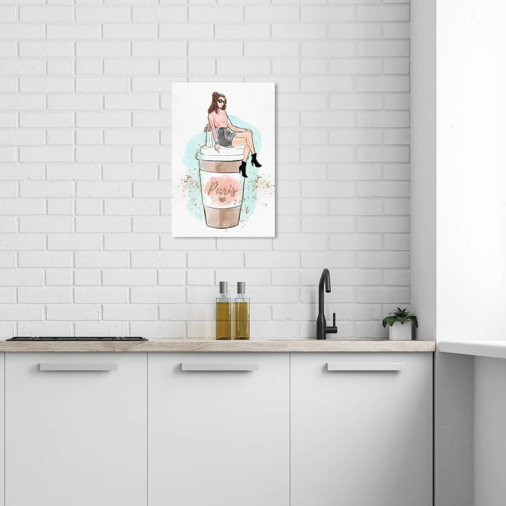 Wynwood Studio Canvas Fashion and Glam Caffeine Connoisseur Pink and Metallic Gold Glam Wall Art Canvas Print