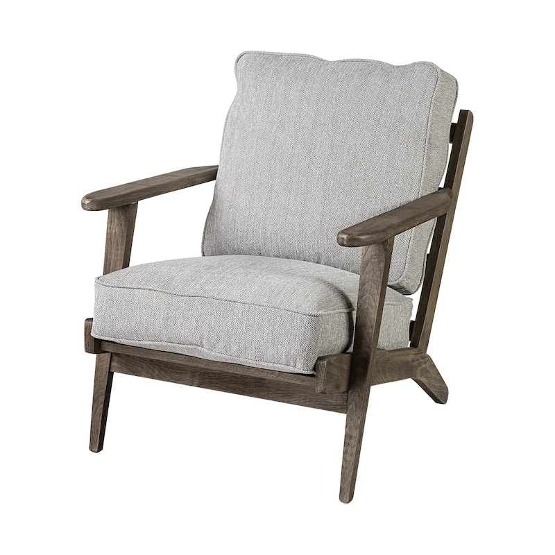 HomeRoots 31" Light Gray and Brown Fabric Lounge Chair - 31' X '32' X '28