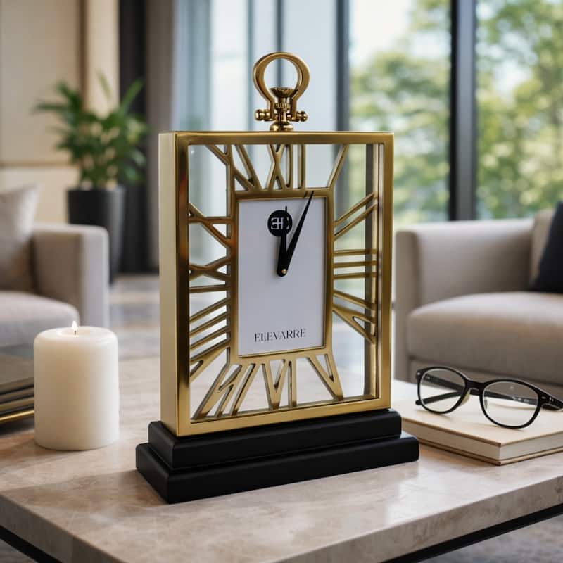 Decorative Aluminum Desk Clock with Glass Face - 9" - 17.0"