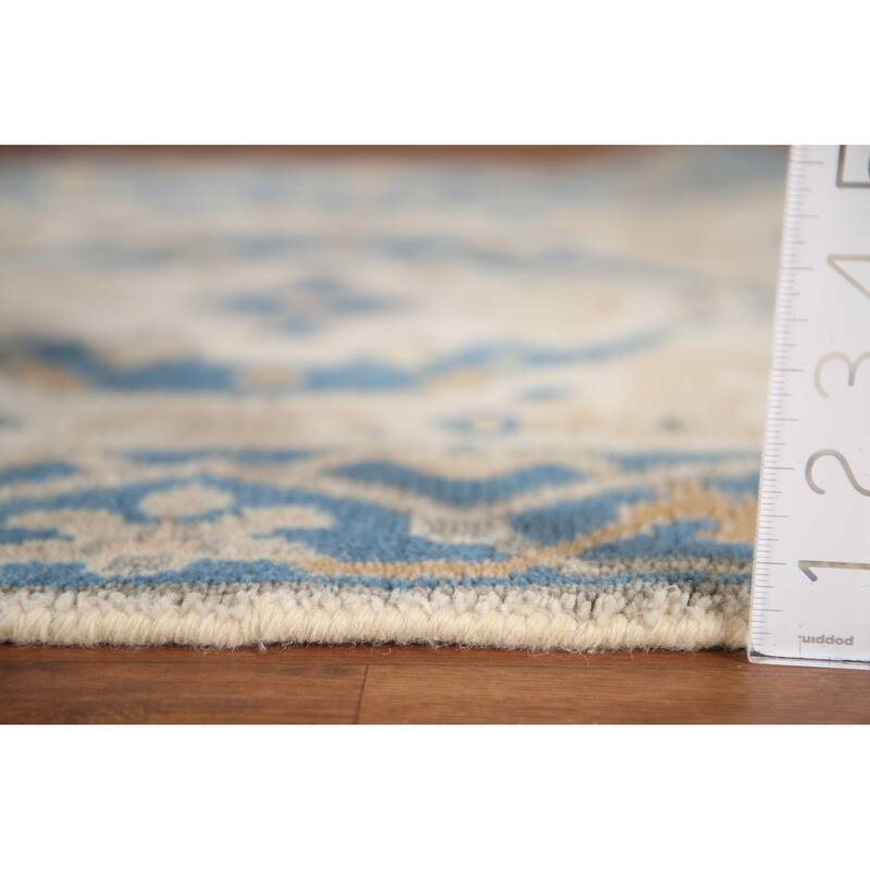 Floral Beige Oushak Style Runner Rug Hand-knotted Wool Carpet - 2'6"x 9'9"