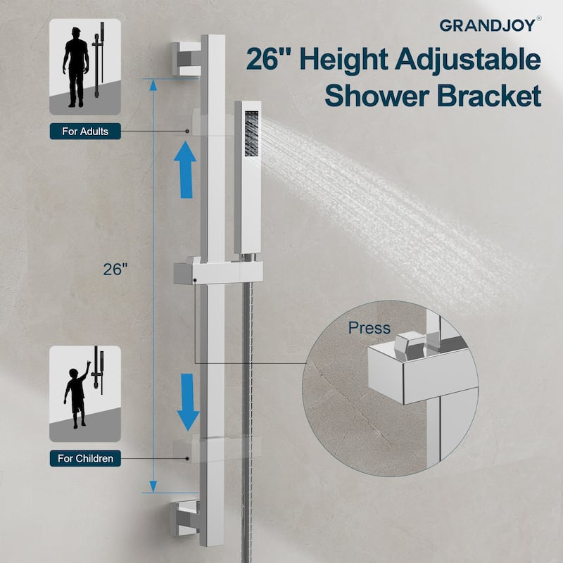 GRANDJOY Shower Faucet Set 10 and 6 inch Wall Mount Rainfall Dual Shower Heads with Handheld Shower Spray Combo High Pressure