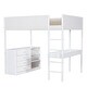 preview thumbnail 69 of 93, Teddy Fleece Loft Bed with Foldable Study Table, 4 Storage Drawers and Shelves Wood High LoftBed Frame for Bedroom