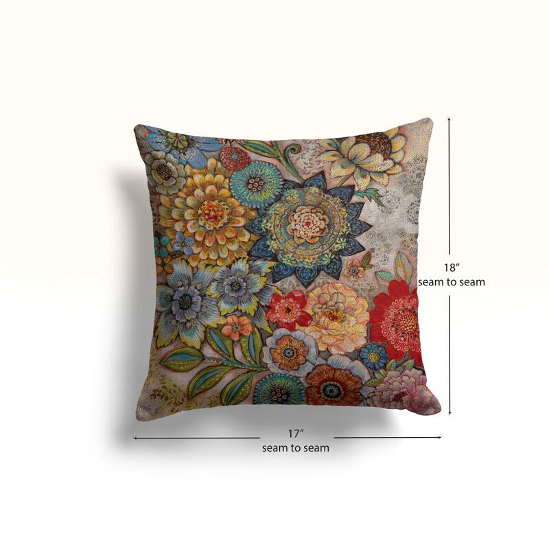 Boho Bouquet Indoor Woven Decorative Pillow