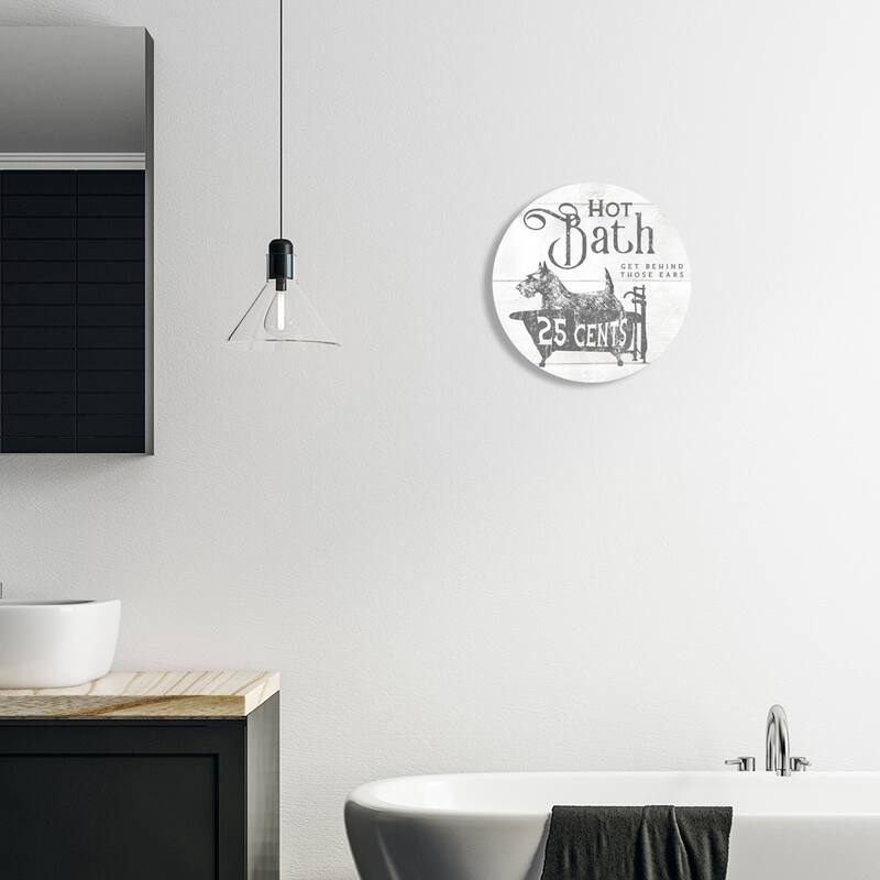 Stupell Vintage Hot Bath Advertisement Farmhouse Scottie Dog Tub, 12 x 12, Design By Lil' Rue - Grey