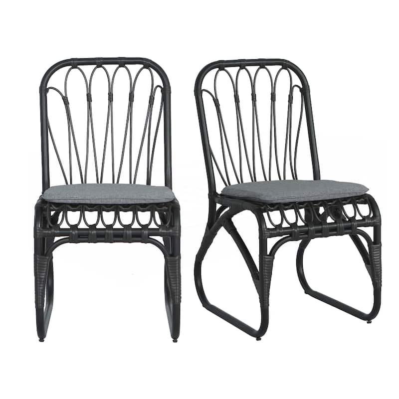 Outdoor PE Wicker Dining Chairs Set of 2