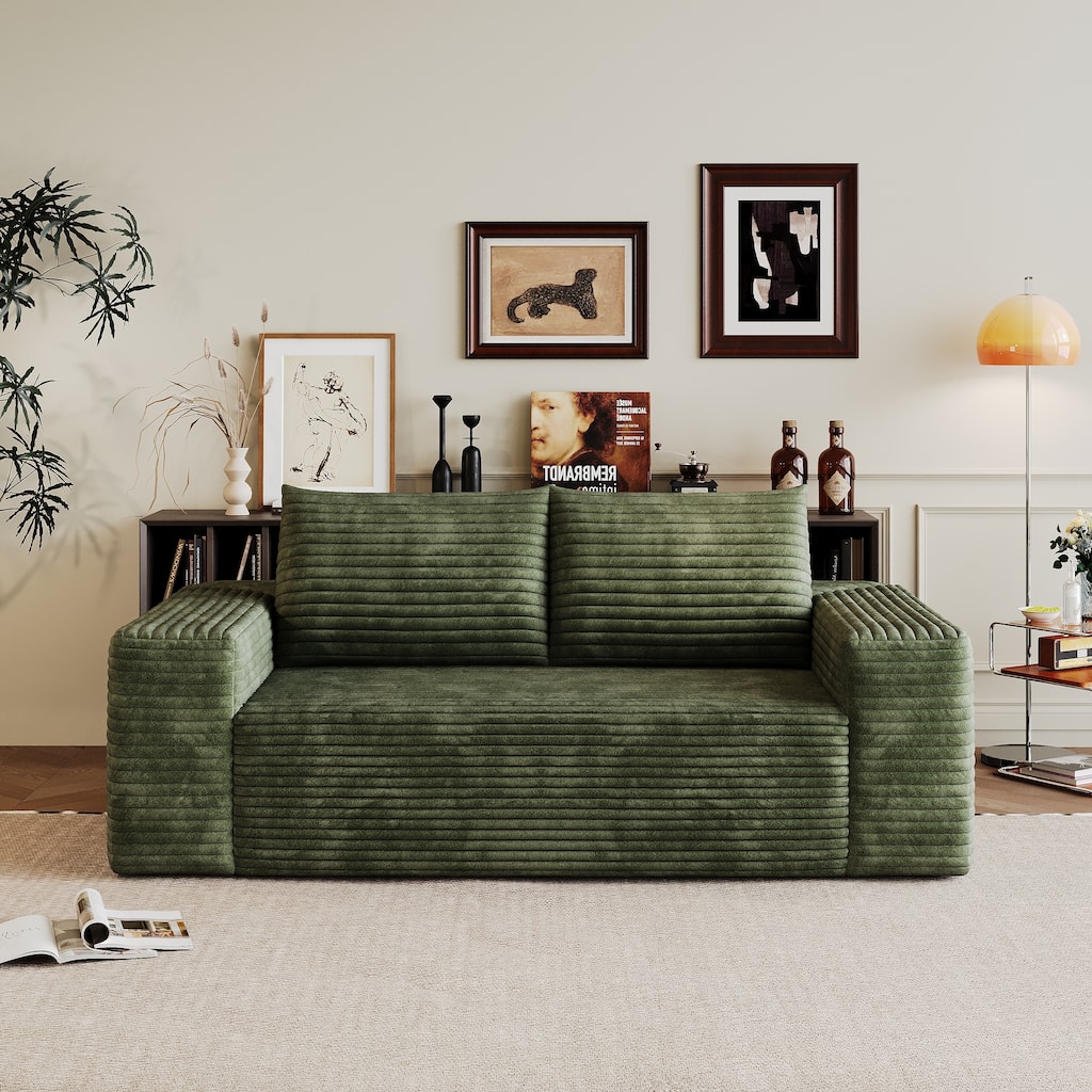 Green Sofa Couch 2-Seater Sofa Couch with Armrests, Vintage Living Room Sofa Sleeper Sofa Couch Loveseat