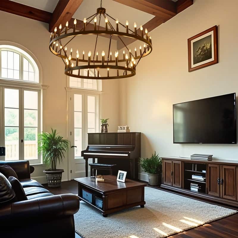 Large Black Large Wagon Wheel Chandelier Modern Farmhouse Candle Chandeliers