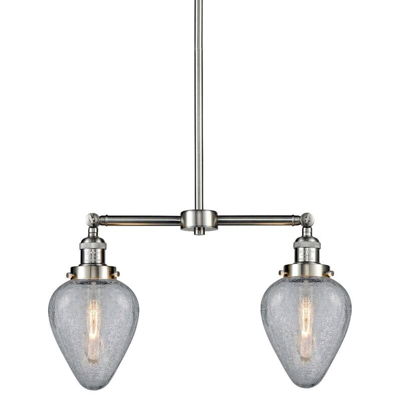 Innovations Lighting Geneseo 2 Light 21" Wide Linear Chandelier - Brushed Satin Nickel / Clear Crackle