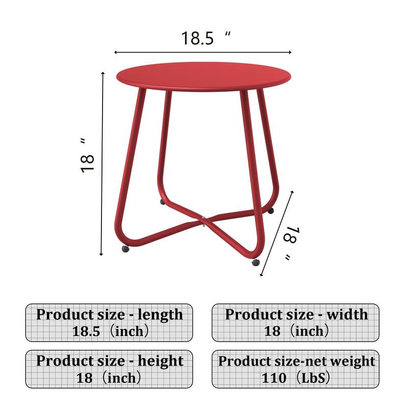 18 in. Small Round Side Table Outdoor Side Table Patio End Table
