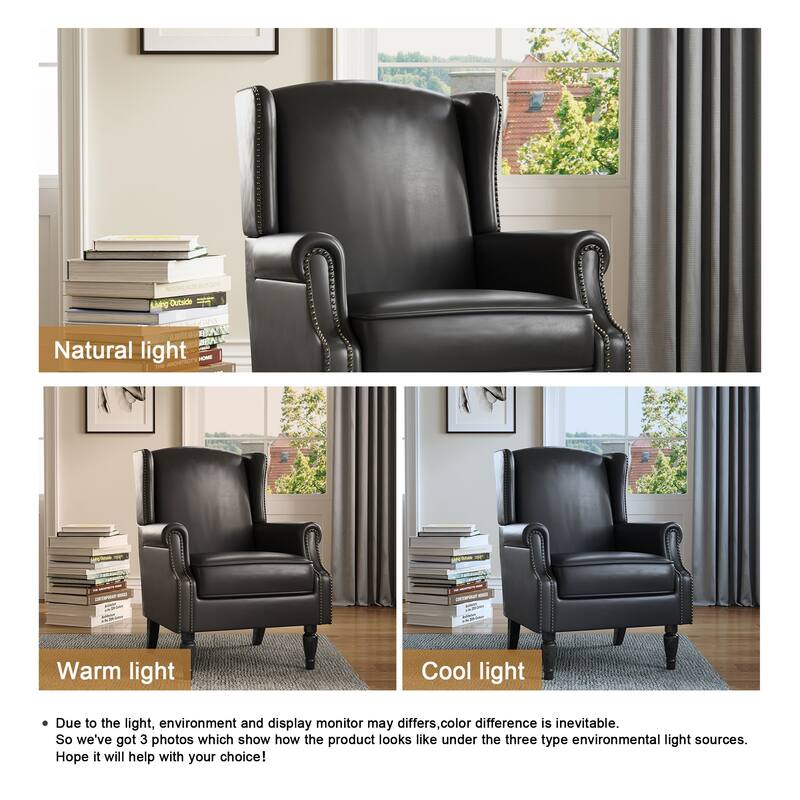 Wingback Accent Chair Nailhead Trim Living Room Reading Chair